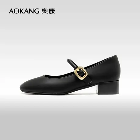 奥康女鞋 2024秋季新款复古简约粗跟玛丽珍鞋优雅气质配裙鞋通勤图片