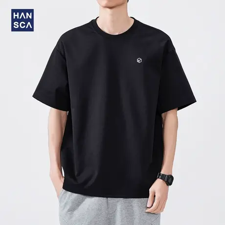 hansca 户外三防奈良双面短袖T恤男2025夏季宽松简约印花休闲上衣商品大图