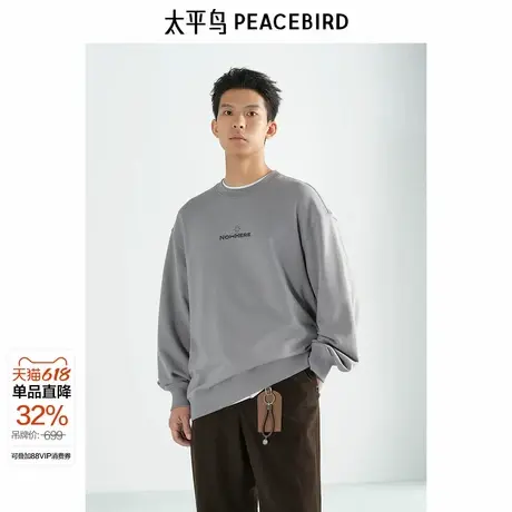 【商场同款】太平鸟男装 冬新款印花毛圈宽松休闲卫衣 B2CRE4434图片