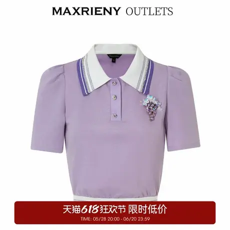 【奥莱】MAXRIENYpolo衫截短针织上衣-商场同款图片