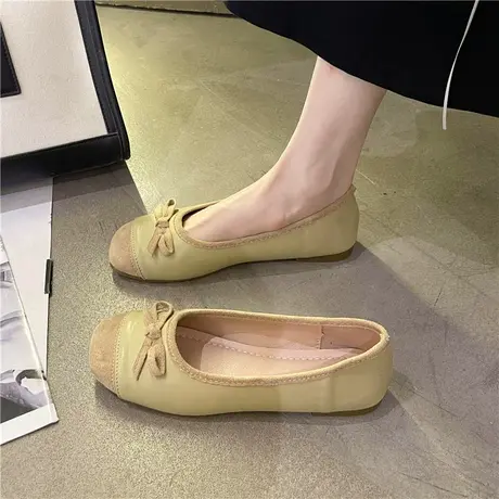 单鞋女平底浅口瓢鞋2023新款奶奶鞋温柔晚晚鞋一脚蹬女鞋子豆豆鞋商品大图