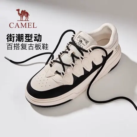 【好物体验专享】骆驼男鞋厚底小白鞋休闲运动百搭复古时尚板鞋女商品大图