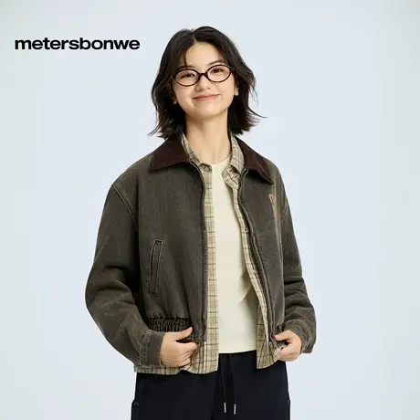 美特斯邦威牛仔外套女2025秋季新款宽松休闲舒适百搭工装风上衣图片