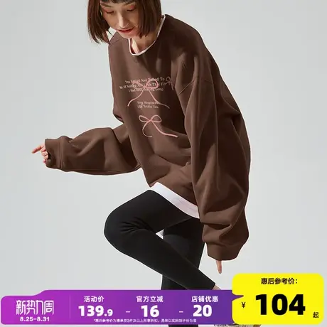 唐狮2025春秋新款圆领卫衣女设计感蝴蝶结文字长袖卫衣薄款甜美潮商品大图