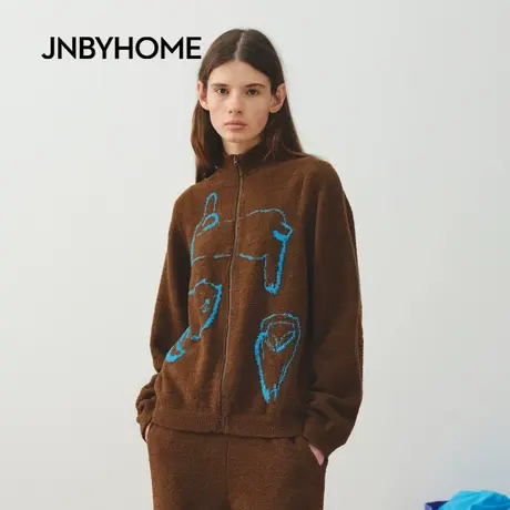 JNBYHOME江南布衣25新品针织衫家居服开衫上衣复古睡衣外套半边绒图片