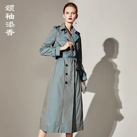颈袖添香2025秋新款时尚气质修身中长女士风衣外套图片