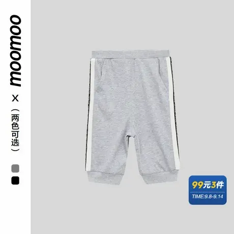 美特斯邦威童装夏季休闲裤男童运动时尚贴织带七分针织裤商品大图