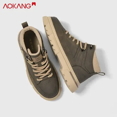 奥康正品马丁靴男士秋冬皮面男鞋休闲鞋子百搭高帮复古板鞋运动鞋图片