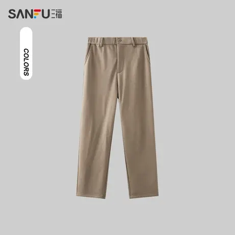 三福2023冬男士抽绳运动风休闲裤 简约纯色直筒长裤男478770商品大图