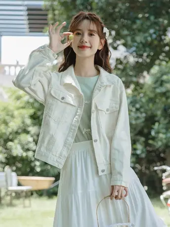 小香风刺绣牛仔外套女短款秋季新款百搭设计感小众夹克宽松上衣潮图片