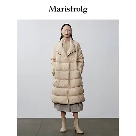 【商场同款】玛丝菲尔冬季新款浅卡色长款白鹅绒保暖羽绒服商品大图