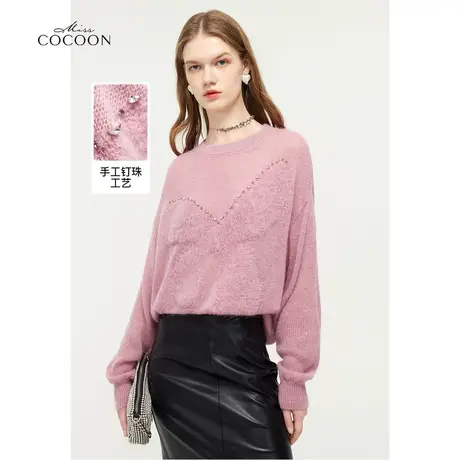 MISSCOCOON马海毛镶钻蝴蝶针织上衣女24春装新款毛衫商品大图
