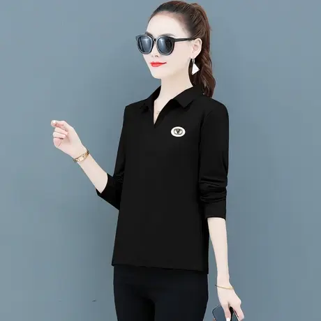 长袖t恤女装2023年新款黑色打底衫女春秋季洋气内搭早秋上衣漂亮商品大图