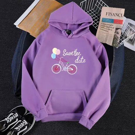 连帽卫衣外套女2024新款秋冬韩版宽松bf慵懒风加绒加厚盐系上衣服商品大图