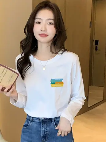 春秋装仿棉长袖t恤女2023新款冬季欧货时尚洋气内搭打底衫上衣服商品大图