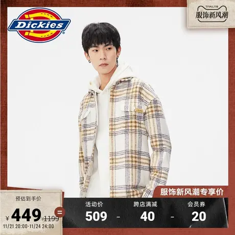 Dickies 春夏工装 休闲厚格纹长袖衬衫夹克 宽松上衣图片