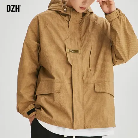 男士工装连帽外套男春秋高级感痞帅2024年新款美式冲锋衣飞行夹克商品大图