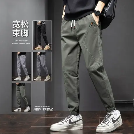 秋季春秋款纯棉九分工装裤男士束脚宽松休闲裤子男裤潮牌百搭潮流商品大图