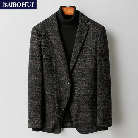 秋冬新款休闲西装外套男士修身韩版英伦复古补丁小西服男单件上衣商品大图