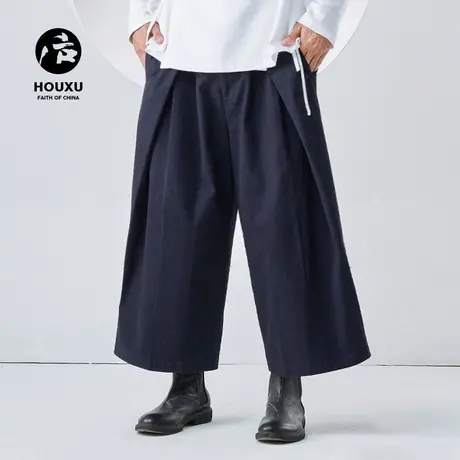 后序阔腿裤男宽松直筒休闲裤男长裤复古垂坠感裤子男 中国风男裤图片