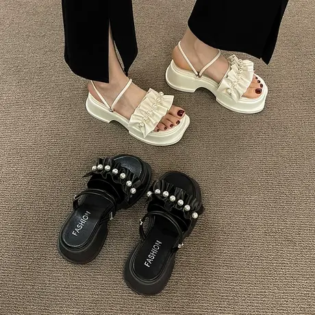 厚底拖鞋外穿夏季女2024年新款仙女风网红高级感沙滩百搭两穿凉鞋商品大图