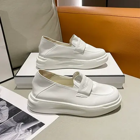 厚底软底一脚蹬护士单鞋女ins潮2024新款春秋薄款百搭休闲小白鞋商品大图