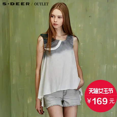 sdeer圣迪奥女装文艺清新阔摆无袖背心上衣S15280633图片