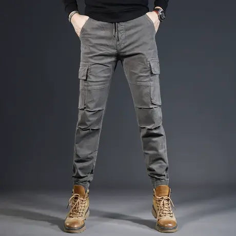 美式工装裤男秋冬款2023新款潮牌修身束脚弹力百搭休闲男士裤子商品大图