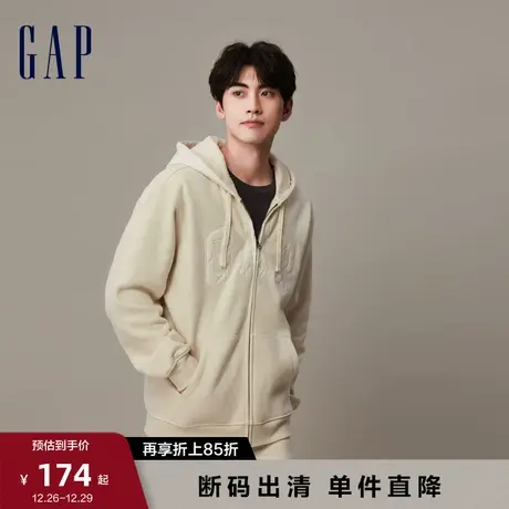 Gap男女同款春季2024新款LOGO美式复古软卫衣情侣连帽外套892182图片