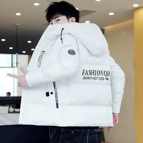 2023年新款羽绒服男短款加厚修身潮流男装冬季外套学生白棉袄衣服商品大图