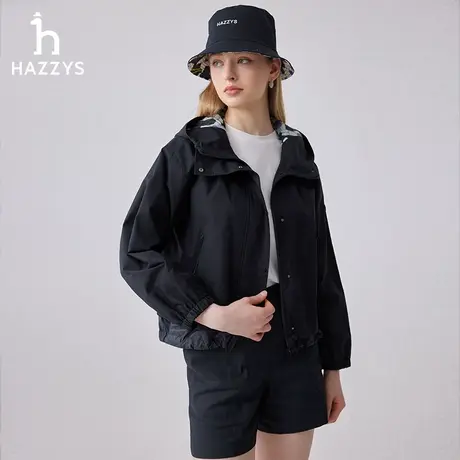 【商场同款】Hazzys哈吉斯2024春季新品宽松版连帽夹克休闲外套女图片
