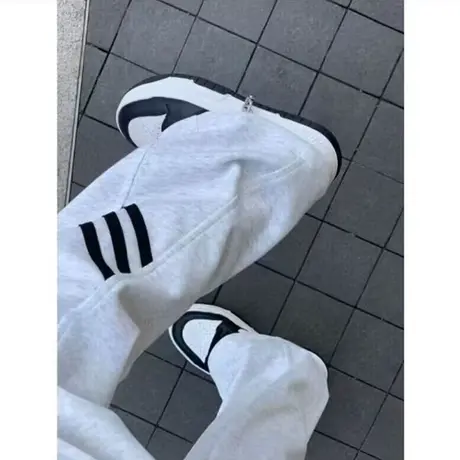 ins超火美式高街阔腿长裤女春秋薄款宽松百搭松紧高腰休闲运动裤商品大图