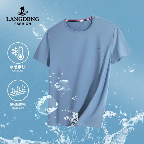 浪登男士短袖T恤2023夏季新款休闲圆领上衣打底衫男时尚休闲百搭商品大图