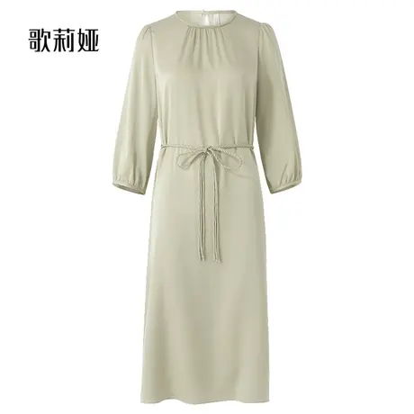 换购|歌莉娅真丝连衣裙女春季新款高级感五分袖收腰显瘦裙子图片