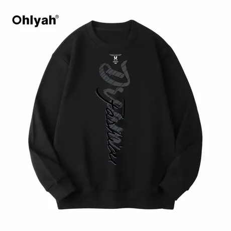 Ohlyah英文字母涂鸦印花套头卫衣男女中性风ins港风潮牌学生班服商品大图