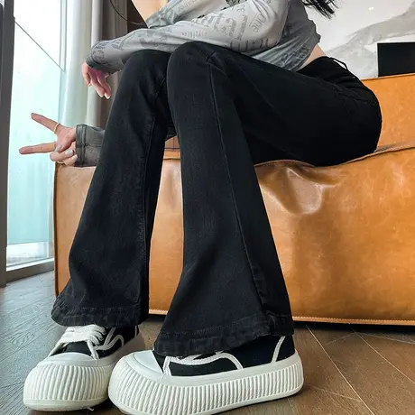 高腰微喇叭牛仔裤女2024春秋新款弹力修身显瘦马蹄裤加长版高个子图片