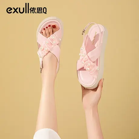 依思q运动凉鞋女款夏季2023年新款甜酷仙女风厚底休闲沙滩凉拖鞋图片