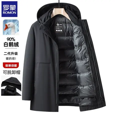 【鹅绒】罗蒙男士鹅绒服新款冬季中老年加厚外套商务休闲羽绒服男图片
