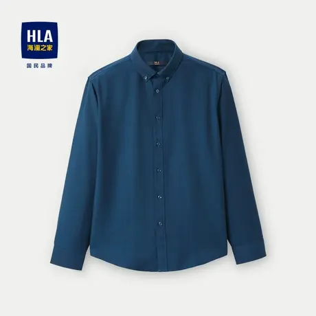 【奥莱清仓】HLA/海澜之家2023含羊毛长袖休闲衬衫简约商务衬衣男图片