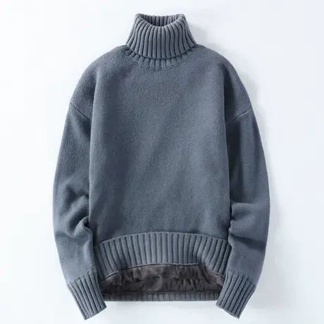 高领毛衣男秋冬季加绒加厚款保暖韩版潮流长领男装内搭打底衫外套商品大图