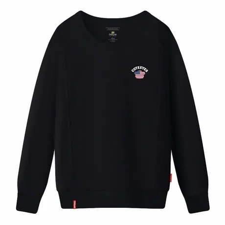 Ohlyah品牌休闲宽松套头加绒厚卫衣男女大码简约百搭显瘦黑色外套图片