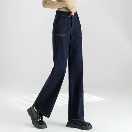 高腰阔腿牛仔裤女2023新款春秋裤子宽松大码女裤显瘦直筒裤妈妈裤商品大图