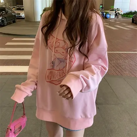 美式vintage古着卫衣女宽松韩版ins慵懒风bf春秋薄款oversize外套商品大图