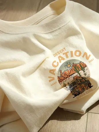 仿棉短袖t恤女2023新款夏季小众设计感美式复古港味chic显瘦上衣商品大图