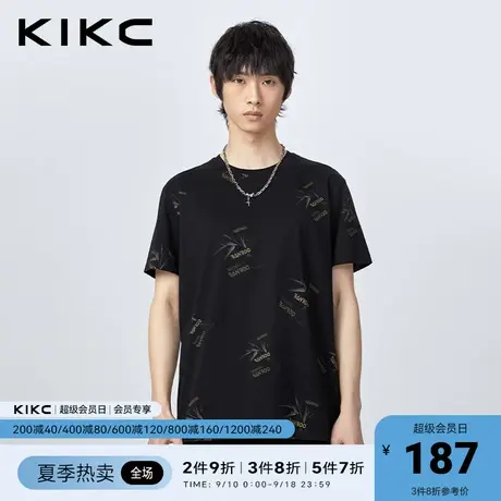 kikct恤男2023春夏新款商场同款高级感镭射激光印花美式休闲短袖图片