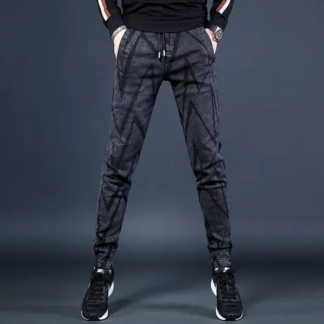 裤子男秋季休闲牛仔裤男潮流2022新款男士休闲裤运动卫裤秋冬款商品大图