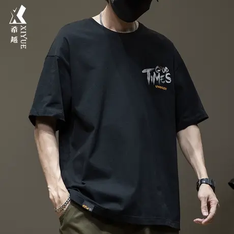 日系t恤男胖子大码加肥加大短袖男士韩版潮流痞帅夏季青少年男装商品大图