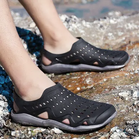 夏季防水鞋时尚雨鞋男防滑工作洗车鞋溯溪涉水鞋男士沙滩洞洞鞋男商品大图