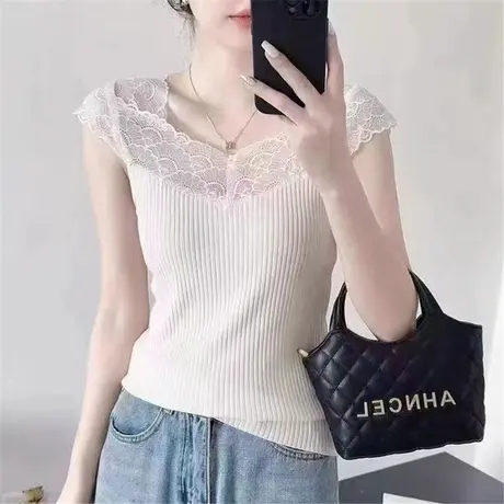 蕾丝打底小吊带背心女夏季外穿西装内搭网红美背爆款显瘦针织上衣图片