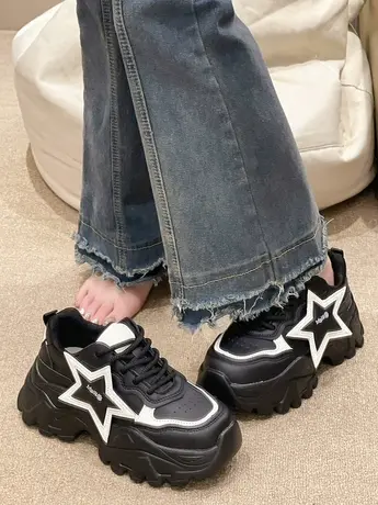 星星厚底老爹鞋女2024年春季新款爆款松糕底增高显瘦运动休闲鞋图片